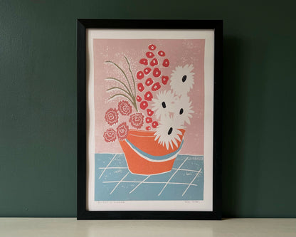 Bucket of Flowers Art Print